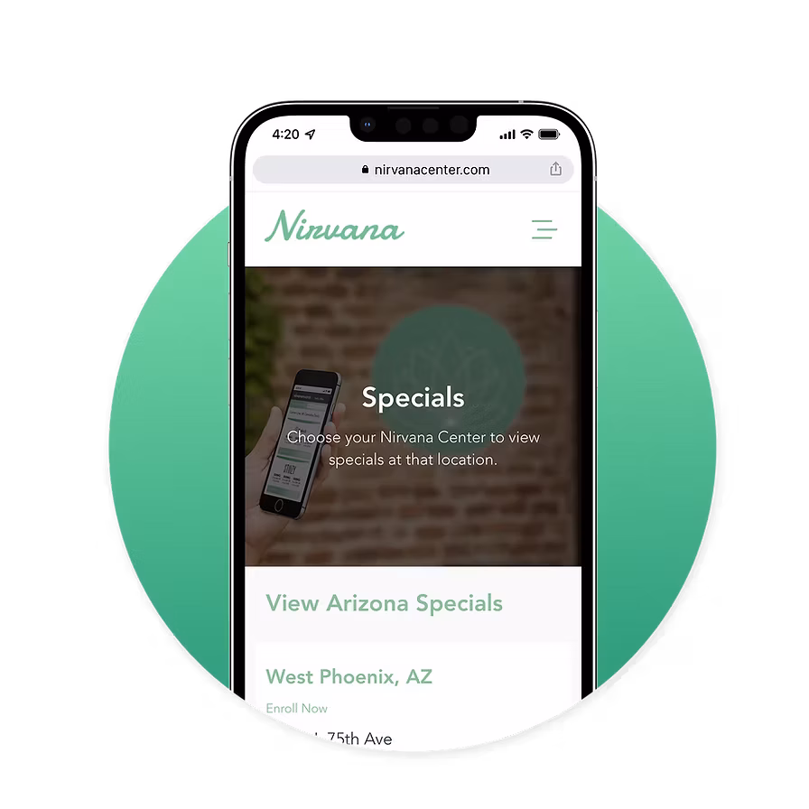Nirvana Center Recreational Medical Delivery Cannabis Dispensary AZ IL MD MI Specials Nirvana Center Specials